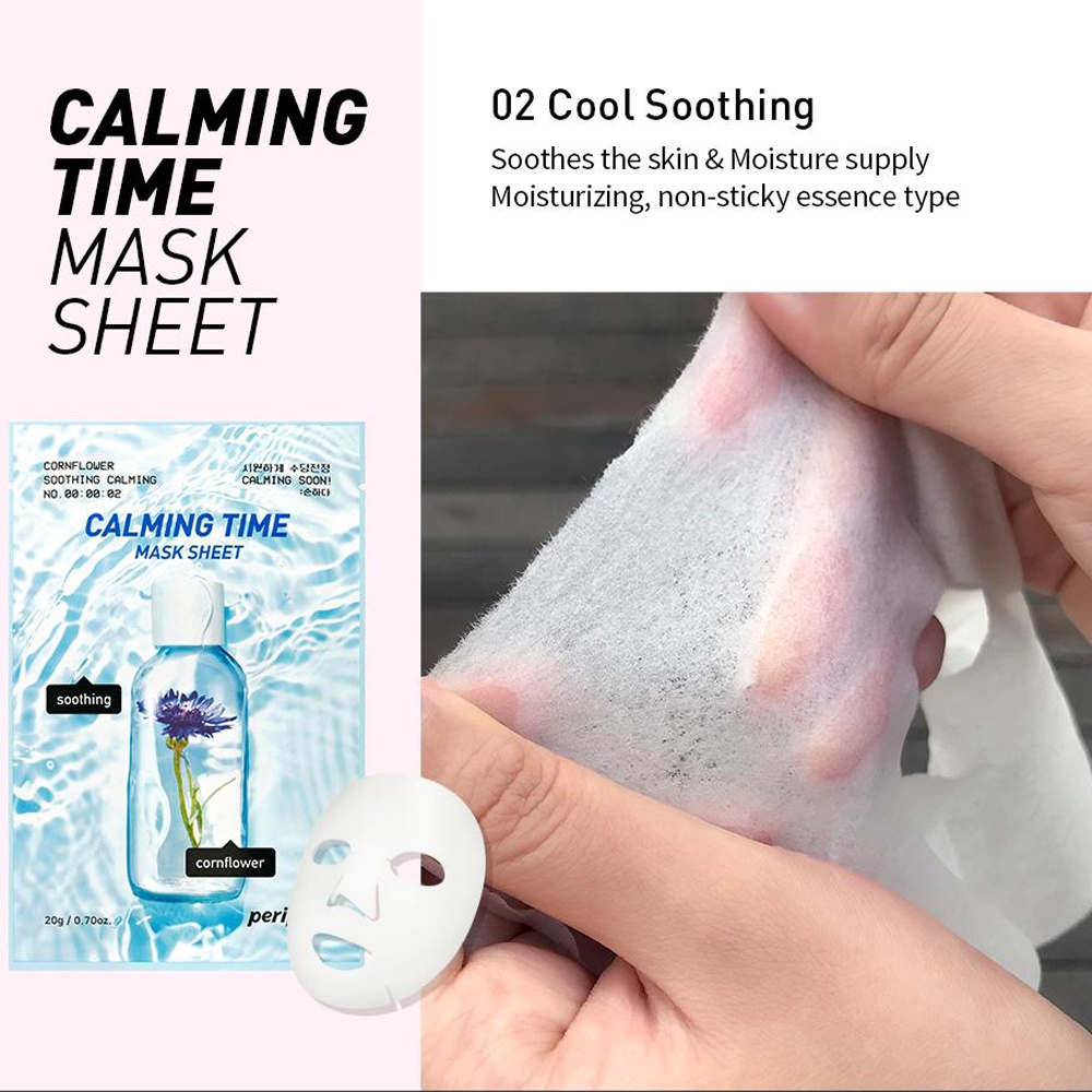 Mặt Nạ Giấy PERIPERA CALMING TIME MASK SHEET 02 CORNFLOWER SOOTHING CALMING 20g