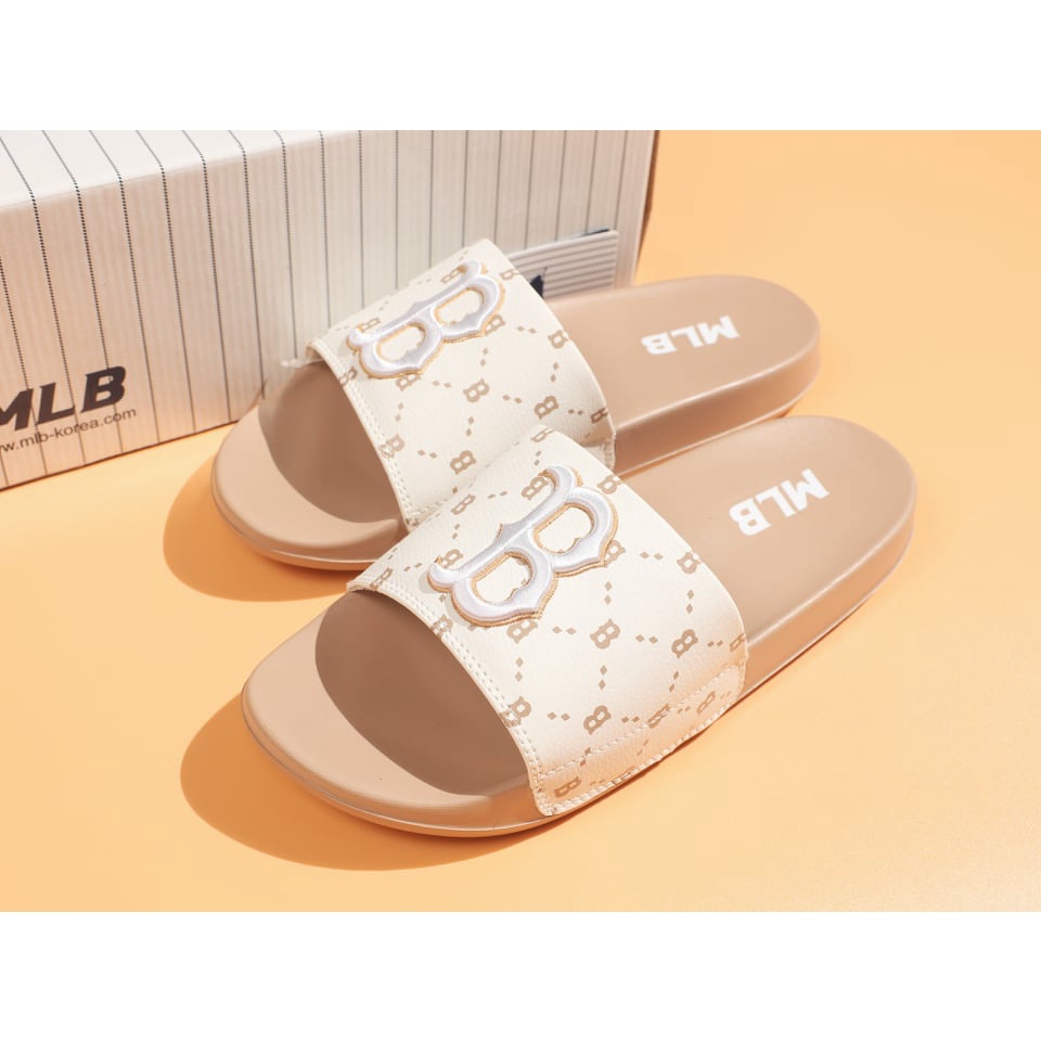 Dép M.L.B nâu unisex quai ngang nam nữ tặng kèm hộp