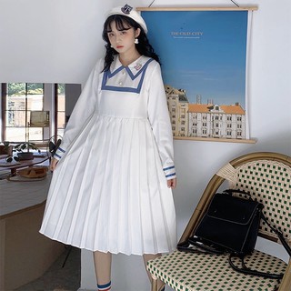 [sale] Đầm Babydoll Thuỷ Thủ Trắng Ulzzang - Kèm ảnh thật