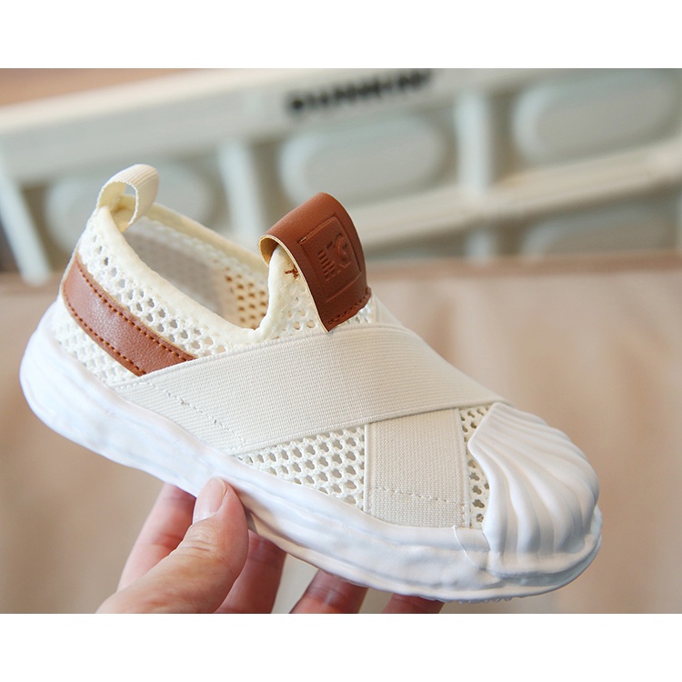 Giày Thể Thao Đế Mềm Bằng Vải Canvas Phối Lưới Thoáng Khí Thoải Mái Trọng Lượng Nhẹ Chống Trượt Cho Bé Trai Và Bé Gái