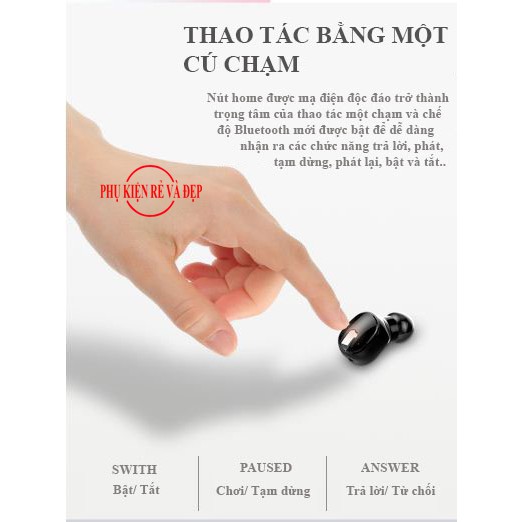 Tai nghe nhét tai Bluetooth 1 bên M8 kiêm hộp sạc tiện lợi