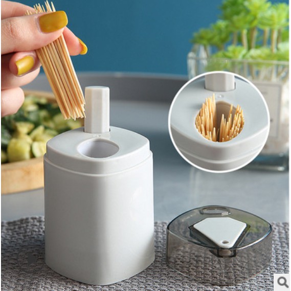 Hũ Đựng Tăm Nút Nhấn Lấy Tăm Thông Minh