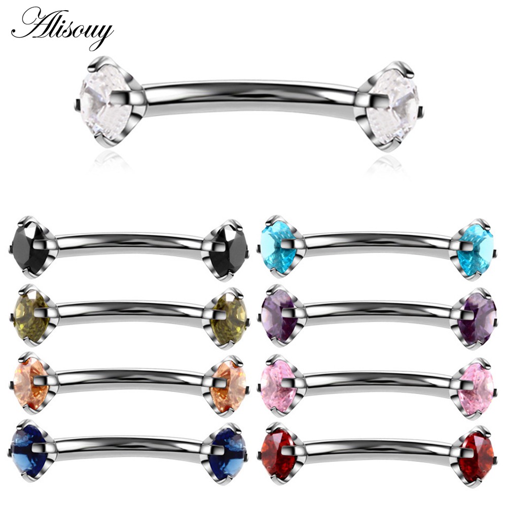 Alisouy 1 Khuyên Xỏ Cơ Thể Bằng Thép Không Gỉ 316l Đính Đá Zircon Thời Trang