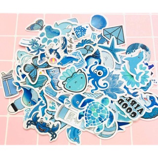 10-50 hình sticker chủ đề màu xanh blue ( random hình )