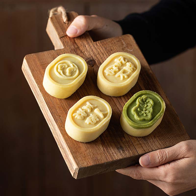 Bộ Khuôn Làm Bánh Trung Thu 3D 4 Con Dấu 50g Bằng Tay