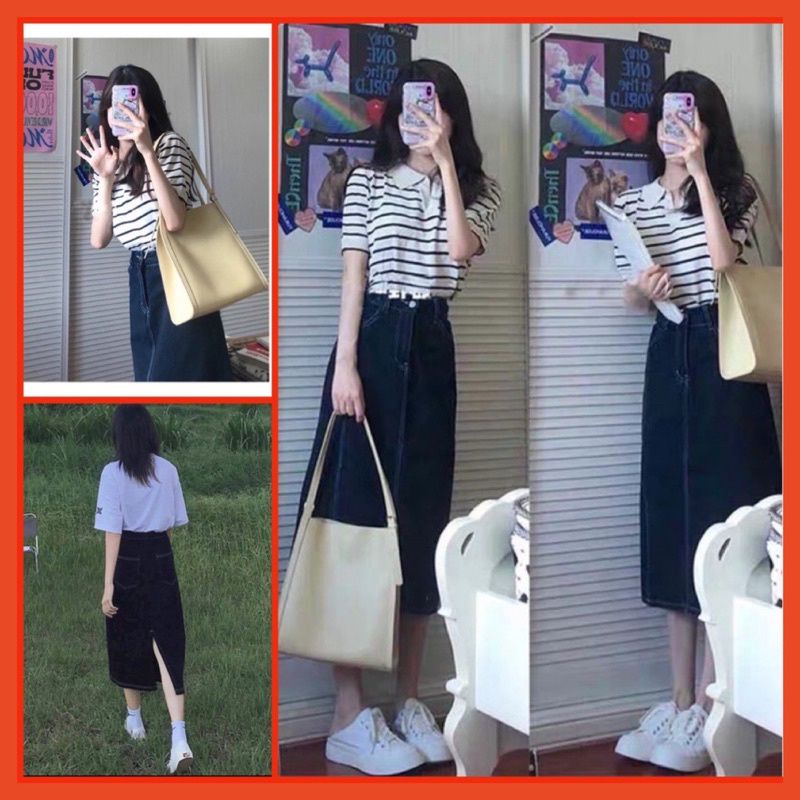 [Mã SKAMONTH4 giảm 10% đơn 50K] Chân Váy Jean Dáng Dài Nữ [FREESHIP]🌸 Đầm mini chỉ nổi kiểu dáng thể thao | BigBuy360 - bigbuy360.vn