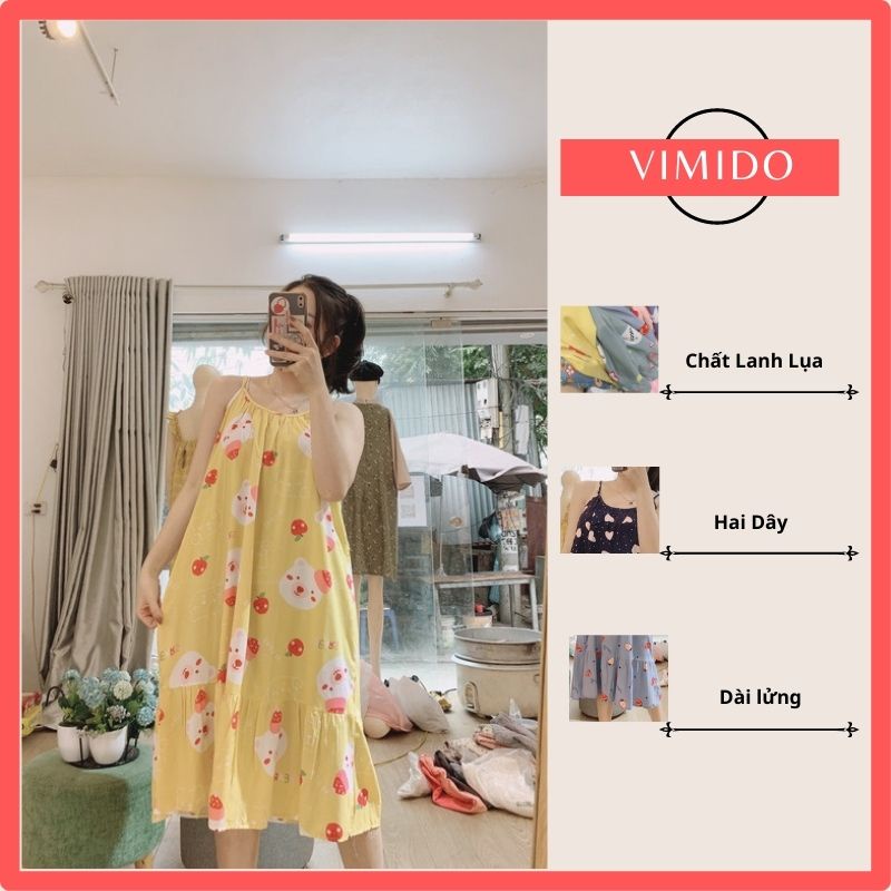 Váy hai dây bầu đẹp lụa lanh thái váy hai dây đi biển thoải mái dáng dài mặc nhà bản to kiểu váy  quyến rũ VV1 VIMIDO | BigBuy360 - bigbuy360.vn