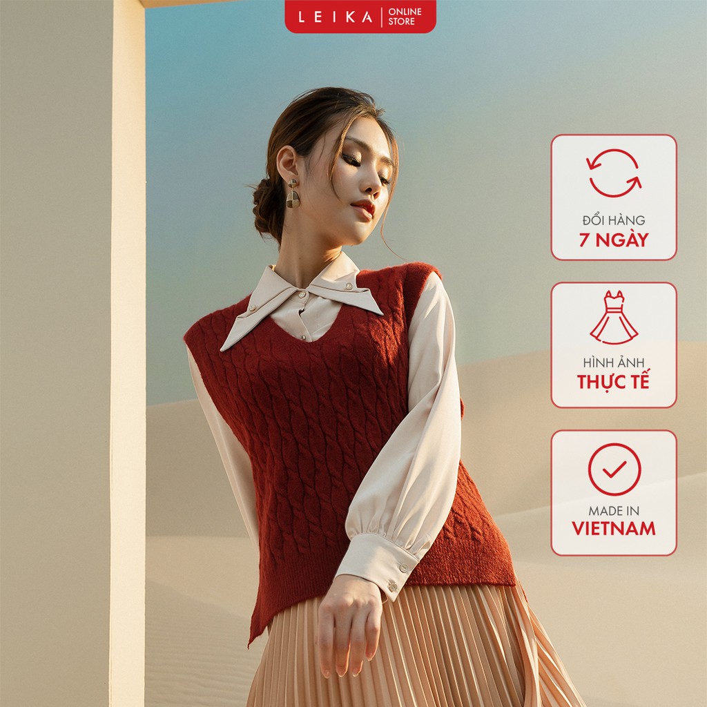 Áo len nữ form rộng kiểu gile 10 màu sắc LEIKA | BigBuy360 - bigbuy360.vn