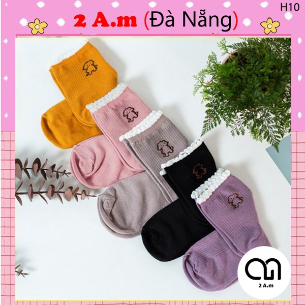 Tất Vớ Cổ Cao Nữ Tone Nhiều Màu Họa Tiết Bé Ciu Dễ Thương Thời Trang Đẹp Vải Cotton