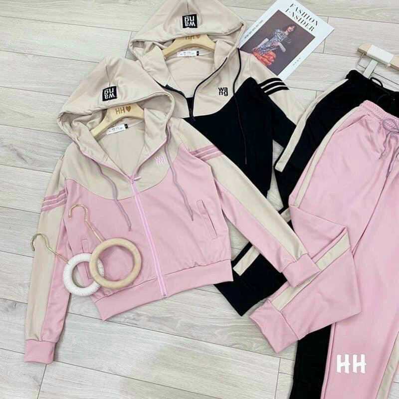 Bộ thể thao 2 màu hồng/ đen dành cho nữ