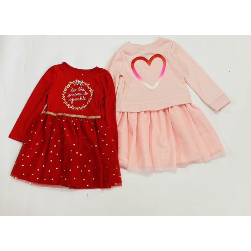 Váy đầm Cat&Jack dài tay xuất dư thun phối voan