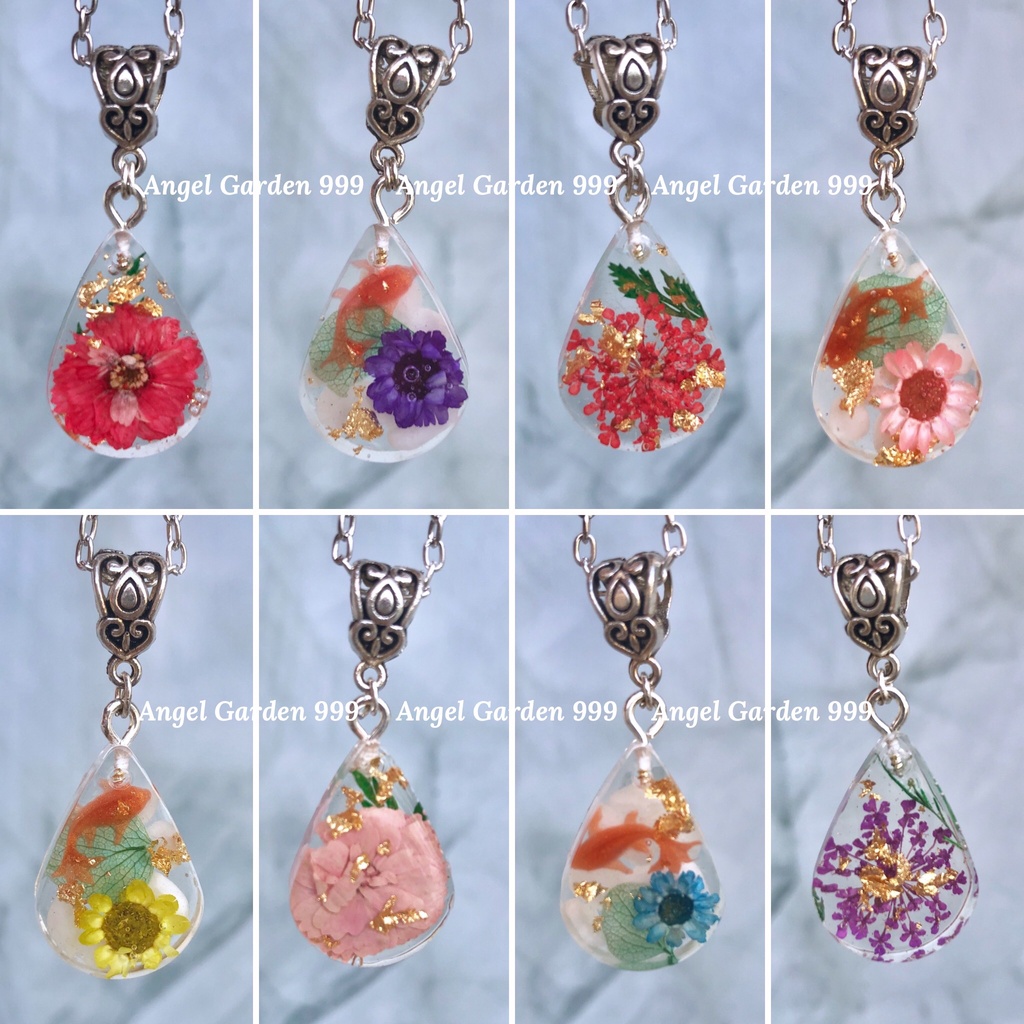 Dây Chuyền Hoa Thật Giọt Nước Nhiều Mẫu Đủ Màu Vòng Cổ Thiết Kế Handmade Bánh Bèo Tiểu Thư Hồ Cá ANGEL GARDEN 999