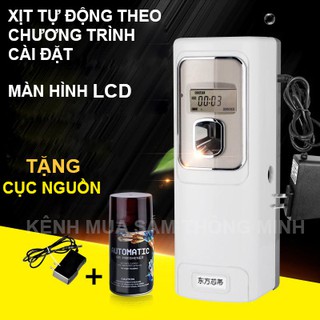 [Combo] Máy xịt thơm tự động, phiên bản cao cấp dùng điện và pin, màn hình LCD, tặng chai tinh dầu thơm thiên nhiên