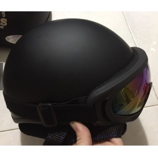 [Clip Thật]Mũ Bảo Hiểm Nửa Đầu Đen Trơn Kèm Kính Uv 7 Màu- Nón Phượt