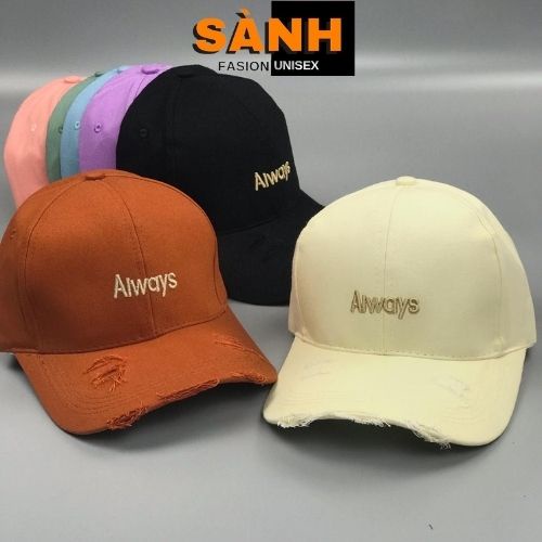 Mũ lưỡi trai thêu chữ Always Nón kết kiểu rách tua rua chất kaki thời trang form unisex nam nữ K17