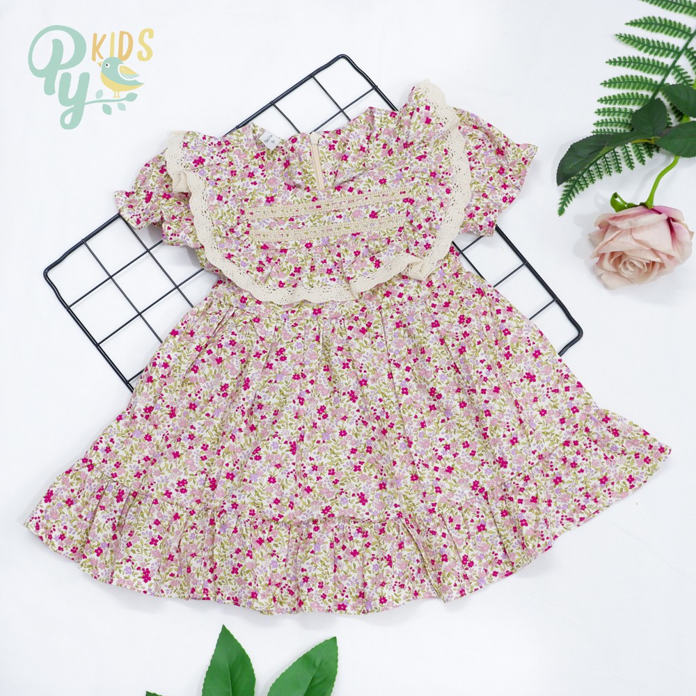 Đầm hoa xô hè mềm mịn mẫu mới 2021 phối mẫu đẹp đơn giản cho bé gái từ 10-35 kg