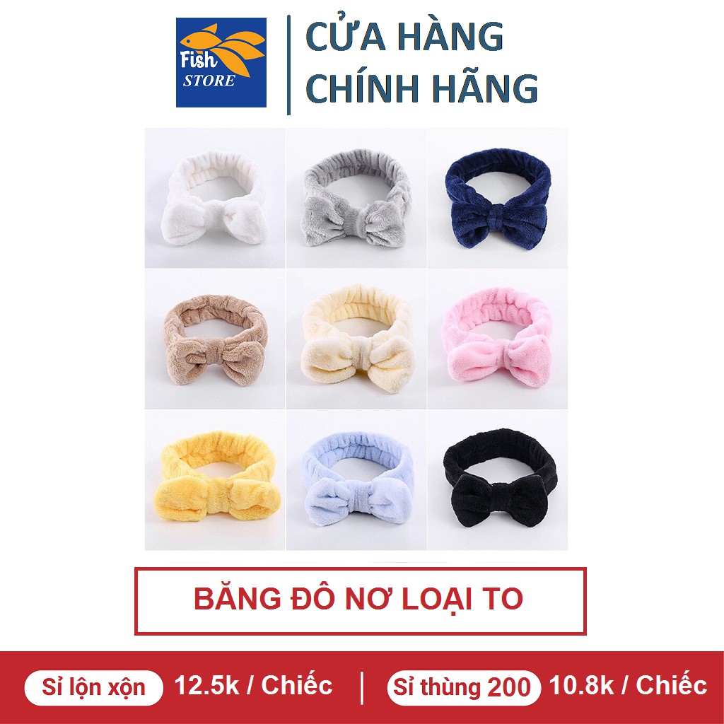 (Có Bán Sỉ) Băng đô rửa mặt, băng đô nhung đính nơ xinh xắn