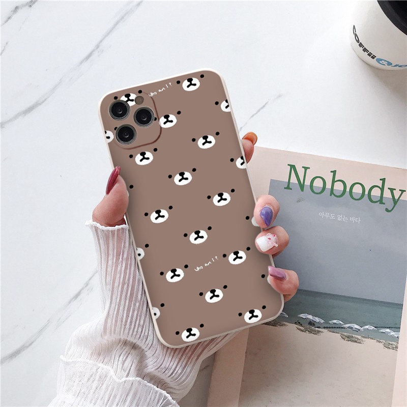 Ốp Điện Thoại iphone Mềm Họa Tiết Gấu ốp vuông iPhone 12 8plus x 11promax 7plus 8 6 6Plus 7Plus 8Plus X Xs Max 13 Promax