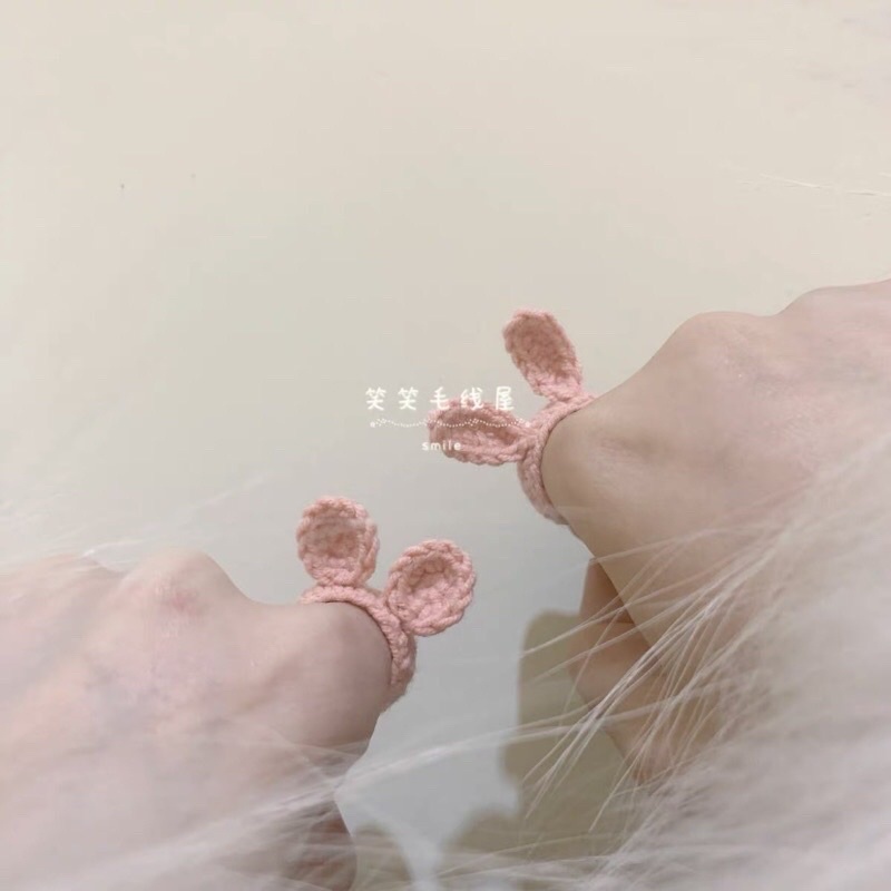 NHẪN LEN Đôi hình tai thỏ , gấu dễ thương . nhẫn cho cặp đôi