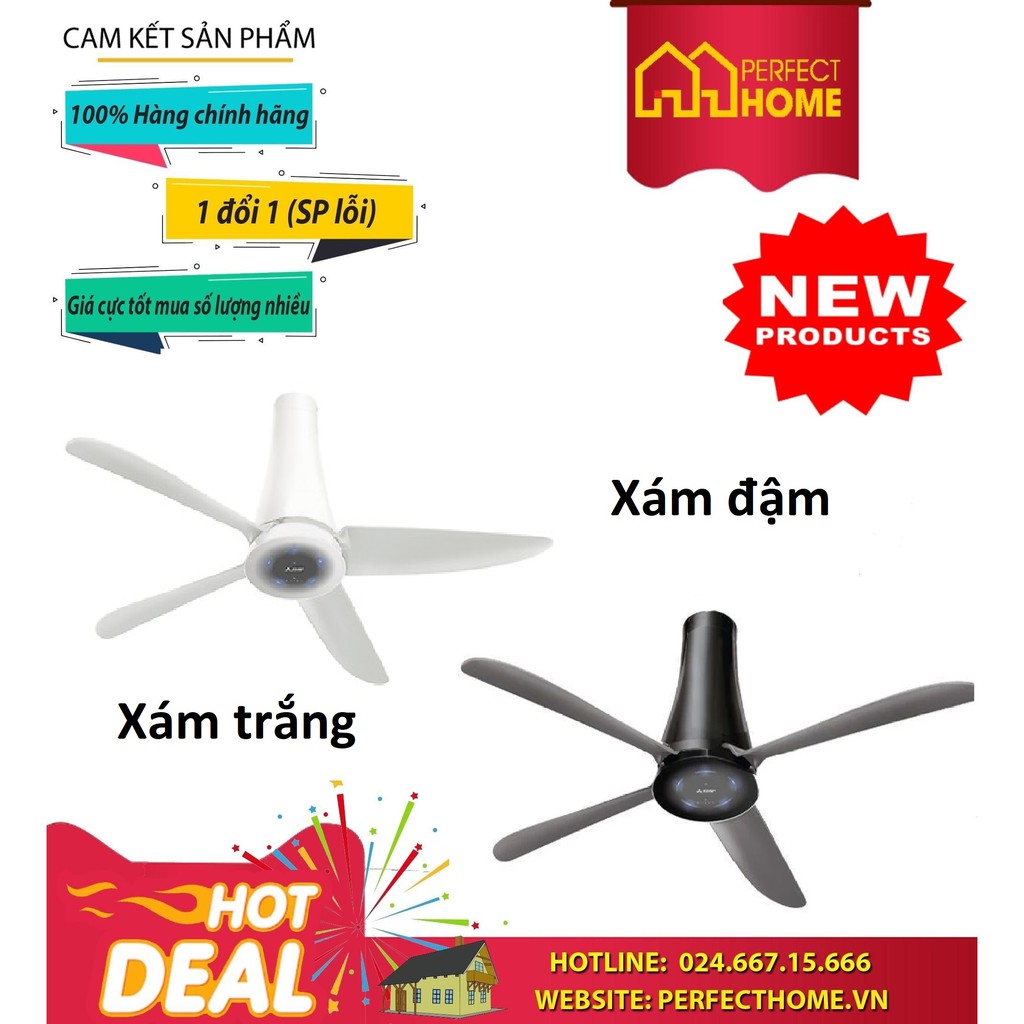 ( Hàng_Chính hãng) Quạt trần 4 cánh Mitsubishi C56-RW4 / C56-RA 4 Màu trắng, màu xám đậm  Nhập khẩu 