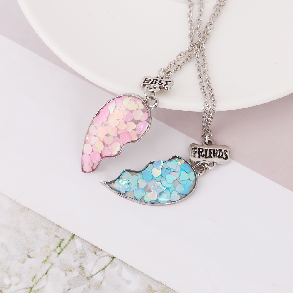 Vòng cổ Hình Nửa Trái Tim Đính Kim Sa Đơn Giản Thời Trang Cho Nữ