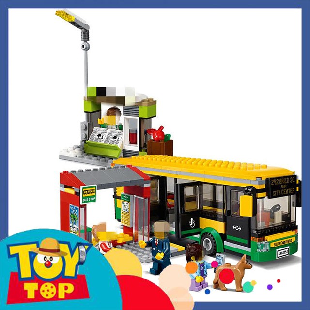 Bộ đồ chơi lắp ráp ghép City Town xếp hình trạm chờ xe ô tô buýt bus thành phố Leji 40021 / A19079 mô phỏng 60154