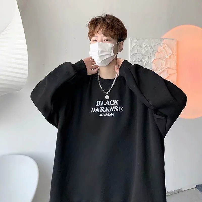 Áo sweater tay dài dáng rộng phong cách Hàn Quốc cho nam giới có size m-3xl