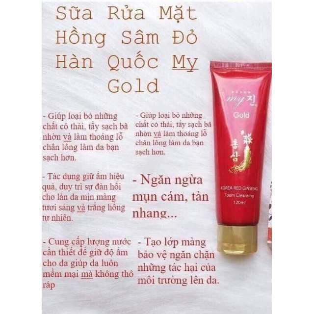 Sữa Rửa Mặt hồng Sâm Đỏ Hàn Quốc My Gold Korea Red Ginseng Foam Cleansing 130ml - Sữa Rửa Mặt Nhân Sâm