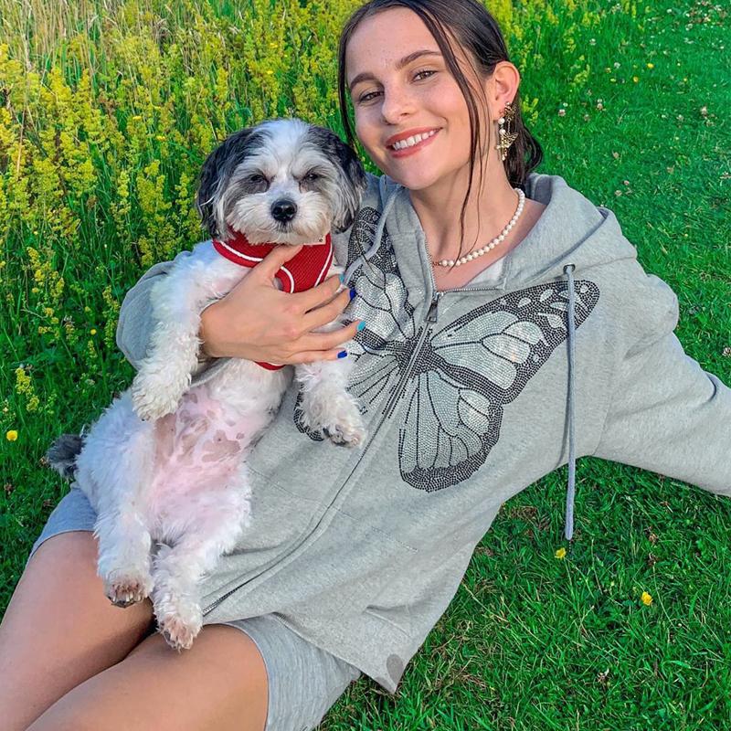 BUTTERFLY Áo Khoác Nữ Tay Dài Có Nón In Hình Bướm