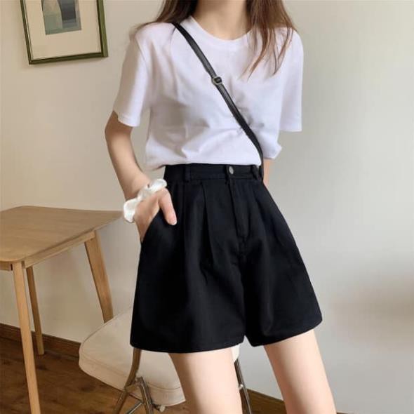 QUẦN SHORT NỮ CẠP CAO KAKI CÀI CÚC MÀU TÍM HOT - QUẦN ĐÙI ỐNG RỘNG KAKI ĐEN BE UNISEX  ཾ | BigBuy360 - bigbuy360.vn