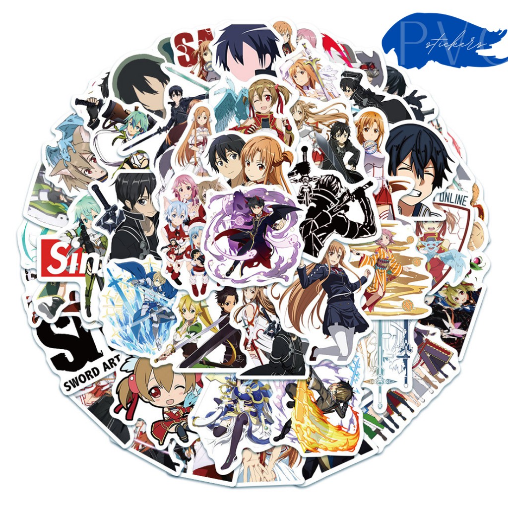 Stickers anime SAO Sword Art Online Kirito Asuna không thấm nước