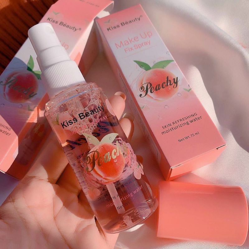 Xịt Khoá MAKE UP SPRAY PEACH KISS BEAUTY, Xịt Khoáng Khoá Nền Trang Điểm Lâu Trôi Đào KISS BEAUTY Cấp Ẩm Da Căng Bóng | BigBuy360 - bigbuy360.vn