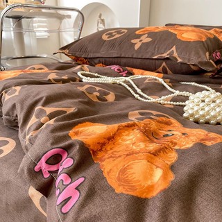 Bộ Chăn Ga Gối Cotton Poly LV Gấu