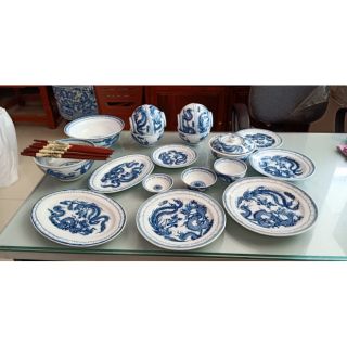 Bộ đồ ăn vẽ rồng phượng 19 món vẽ tay
