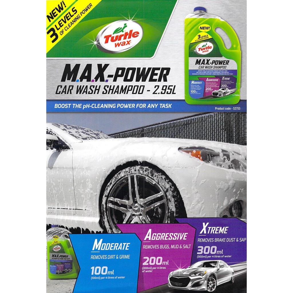 Xà phòng rửa xe siêu đậm đặc 3: Turtle Wax MAX- POWER 2,89L