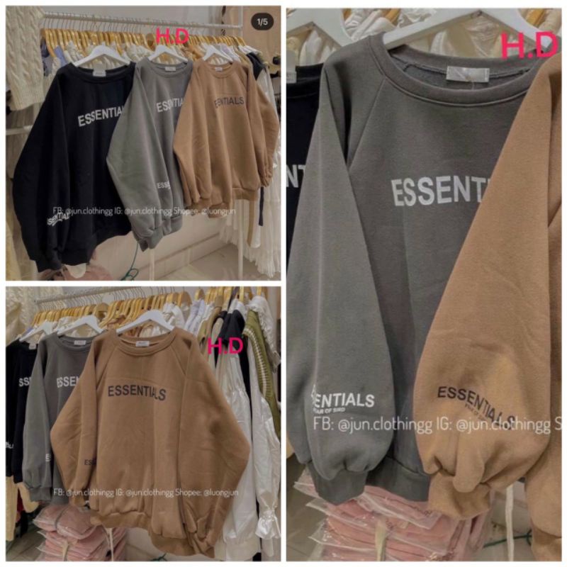 Áo Sweater cổ tròn dài tay bồng Essen, thun hoodie form rộng UlzzangChất đẹp Không Bai xù Trend 2022