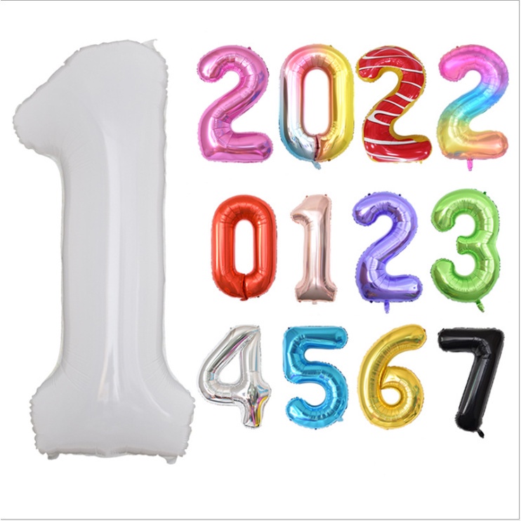 Bong Bóng Nhôm Bơm Hơi Hình Số Màu Vàng Hồng/Bạc 16 inch Trang Trí Tiệc Cưới