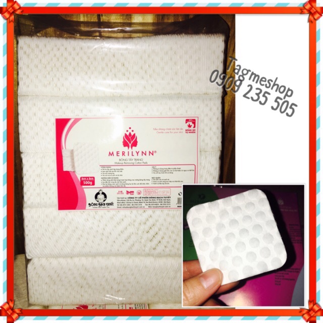 Bông tẩy trang Bạch Tuyết hạt massage Merilynn - gói 500gr