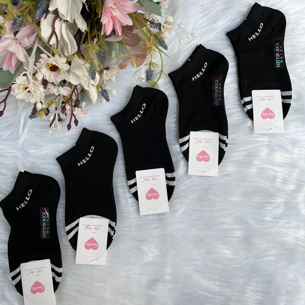 vớ tất nữ cổ ngắn chất liệu cotton co giãn bốn chiều thoáng khí BW