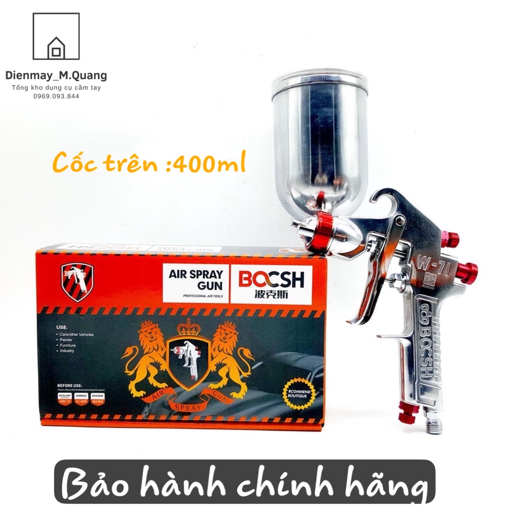 [FREE SHIP + QUÀ TẶNG] Súng phun sơn BOCSH W71-2G cao cấp - Lỗ 1.3mm