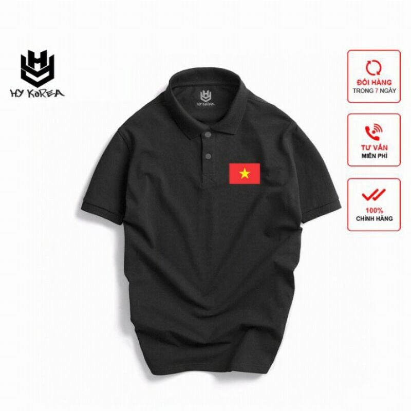 Áo thun nam nữ có cổ polo tay ngắn hình lá cờ Việt Nam chính hãng Ken-Tshirt cao cấp, áo thun lá cờ Việt Nam unisex