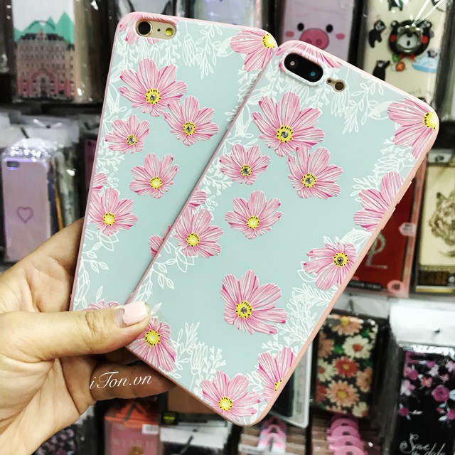 Ốp lưng in Hoa gân nổi và đính đá các dòng Iphone 5/5s, iphone 6/6s, iphone 6plus/6splus, iphone 7plus/8plus