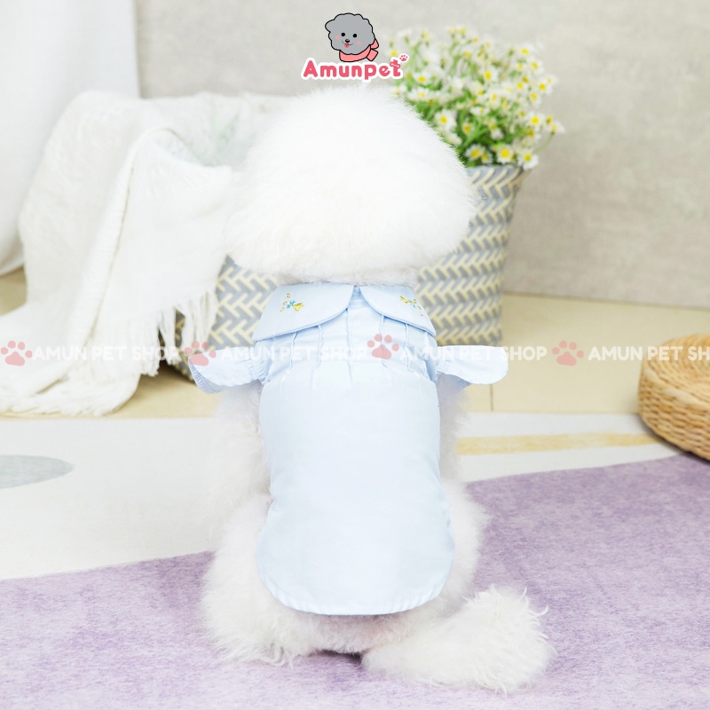 Áo Cho Chó Mèo Chất Liệu Mỏng Mát Hoạ Tiết Cổ Thêu Hoa Cao Cấp Quần Áo Thời Trang Thú Cưng Giá Rẻ Amun Pet