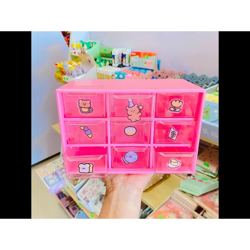 TỦ MINI 9 NGĂN TRANG TRÍ/ KỆ 9 ngăn để bàn dễ thương
