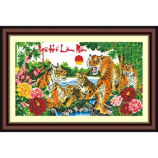 Tranh Thêu Chữ Thập Ngũ Hổ Lâm Môn