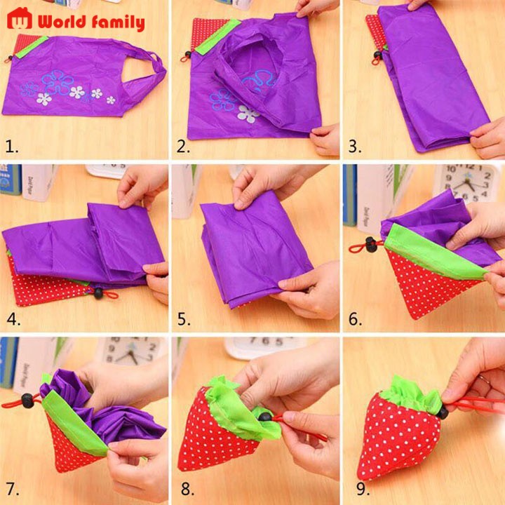 TÚI ĐI CHỢ GẤP GỌN_HÌNH QUẢ DÂU ĐÁNG YÊU