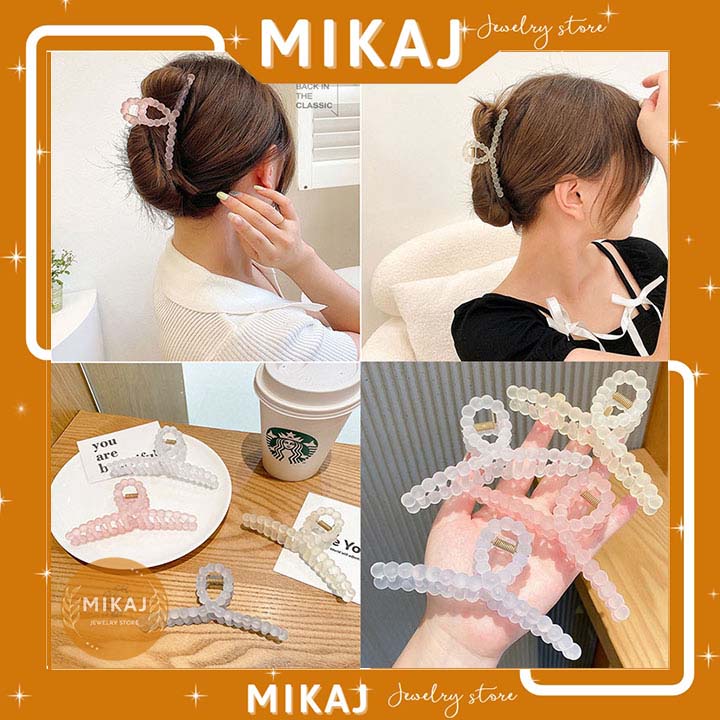 Kẹp tóc càng cua hàn quốc nữ trong suốt to cỡ lớn hot trend nửa đầu mini nhiều màu đẹp giá rẻ MIKAJ STORE