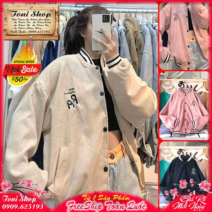 [Mã WASTMAY giảm 15% tối đa 30K đơn 150K] ÁO KHOÁC BOMBER NỈ NGOẠI Thêu Nổi RA (HD2580 - Kèm Ảnh Thật)