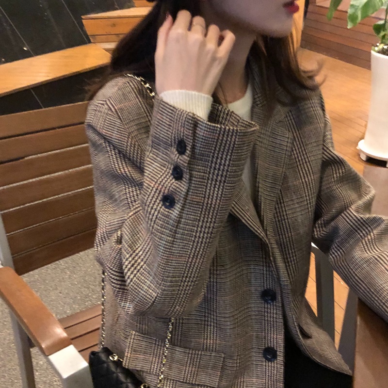 Áo khoác blazer kẻ mùa thu Quảng Châu-Order nhắn shop- Tikbook Store