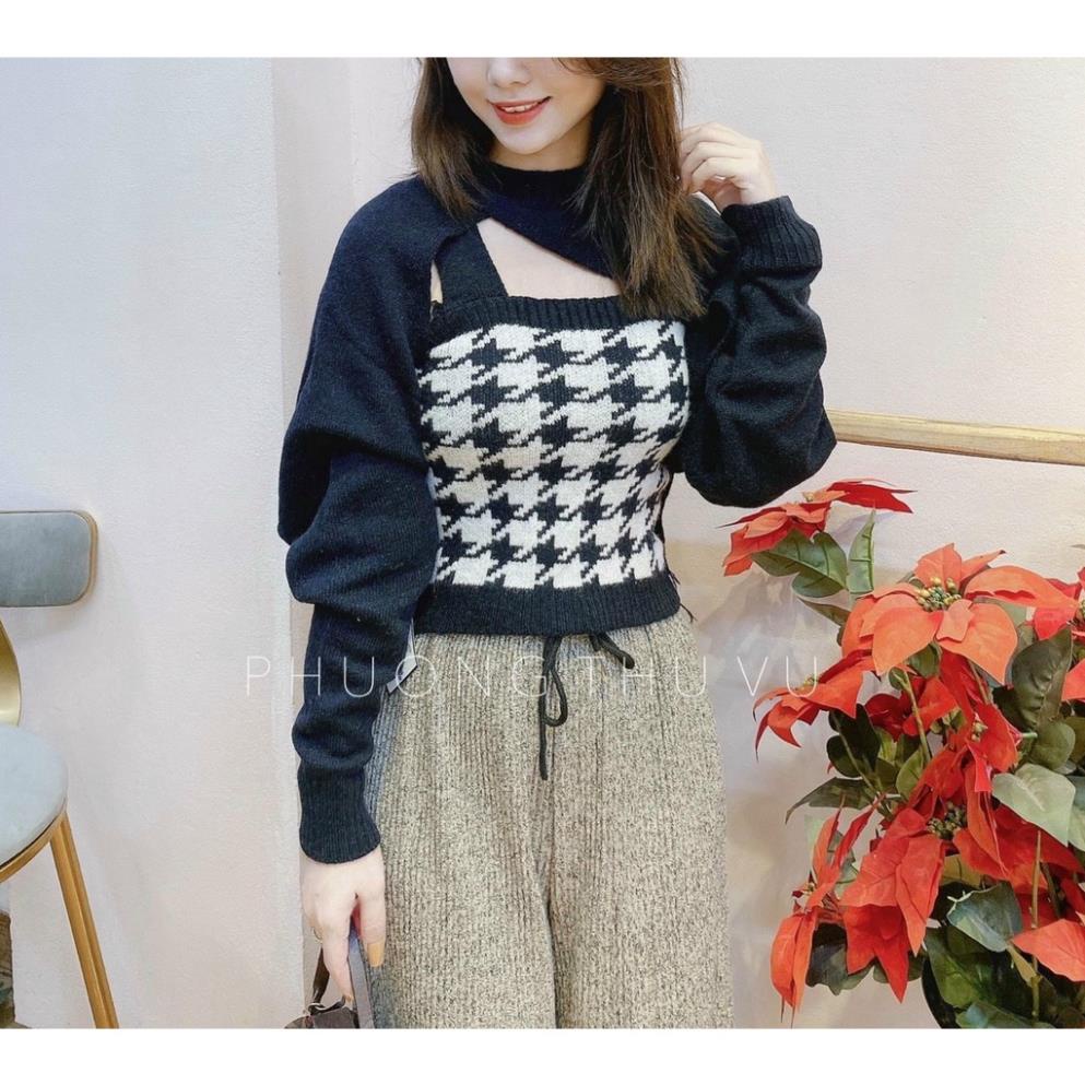 Set len nữ, áo khoác len cardigan nữ kèm áo 2 dây siu hót dáng yêu cực luôn phom xinh dễ mặc hàng quảng châu cao cấp | BigBuy360 - bigbuy360.vn